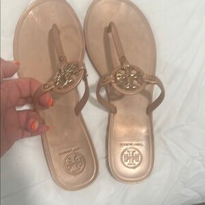 Tory Burch Gold and Tan Sandals